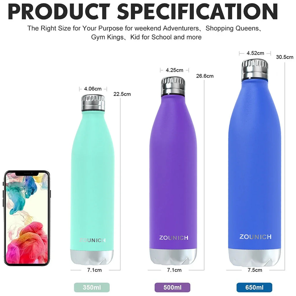 500Ml Double-Wall Insulated Vacuum Flask Stainless Steel Water Bottle for Sport Water Bottles Portable Thermos Bottle